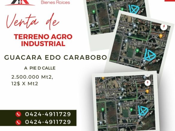 TERRENO ZONIF.AGRO INDUSTRIAL GUACARA EDO CARABOBO